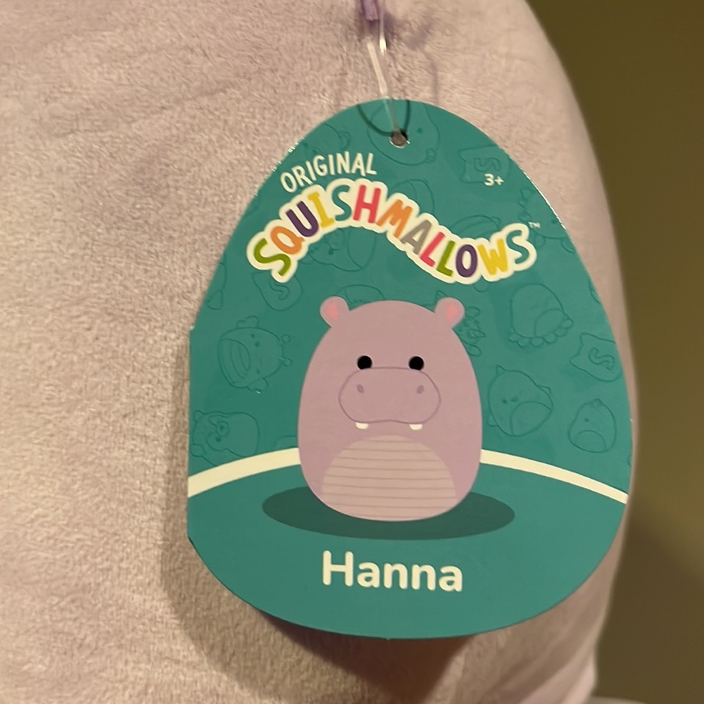 BNWT HANNA 🦛 Purple Hippo Original Squishmallows by Kelly Toy ☆》NWT《☆ 12 inch - Picture 2 of 6